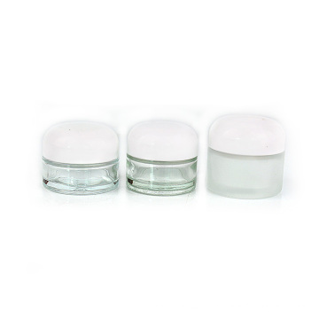 20ml 30ml 50ml recycled frosted glass cosmetic packaging jar for face cream with white lid